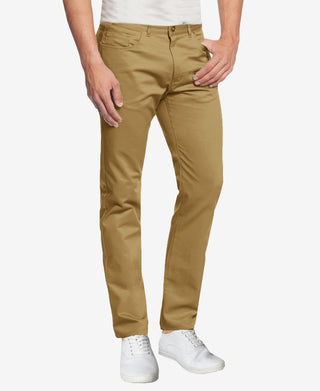 Calça Chino Skinny Fit Ultra Elástica Masculina Galaxy By Harvic com 5 Bolsos, Marrom, Tamanho 34X32