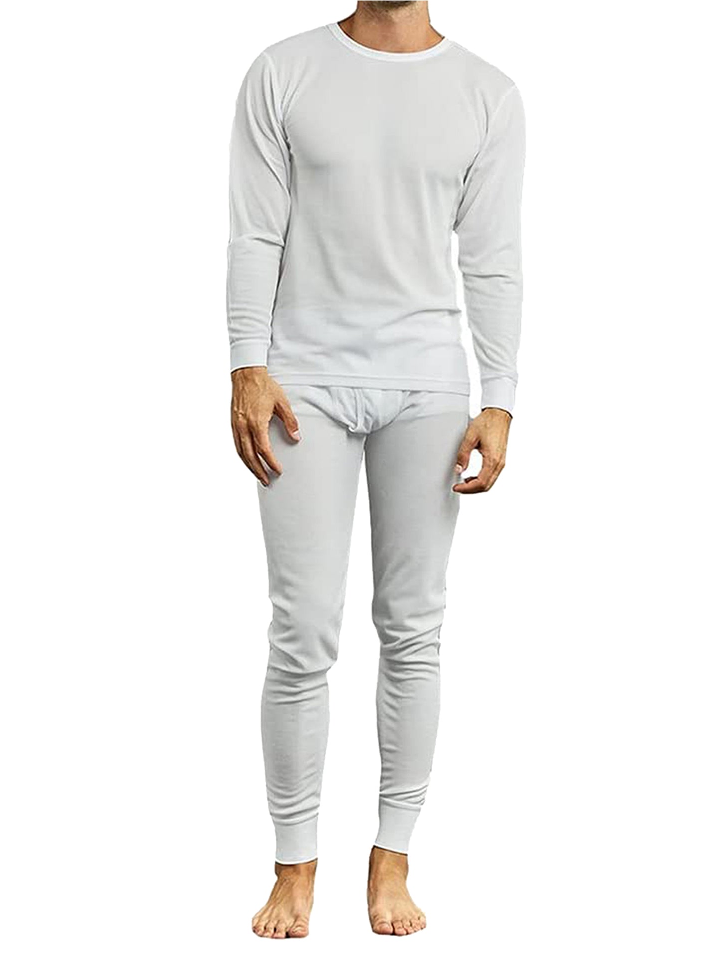 Conjunto térmico leve feminino GBH de 2 peças, parte superior e inferior térmicas, branco, tamanho M