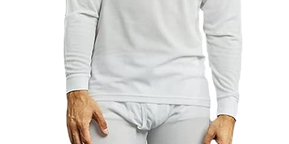 Conjunto térmico leve feminino GBH de 2 peças, parte superior e inferior térmicas, branco, tamanho M