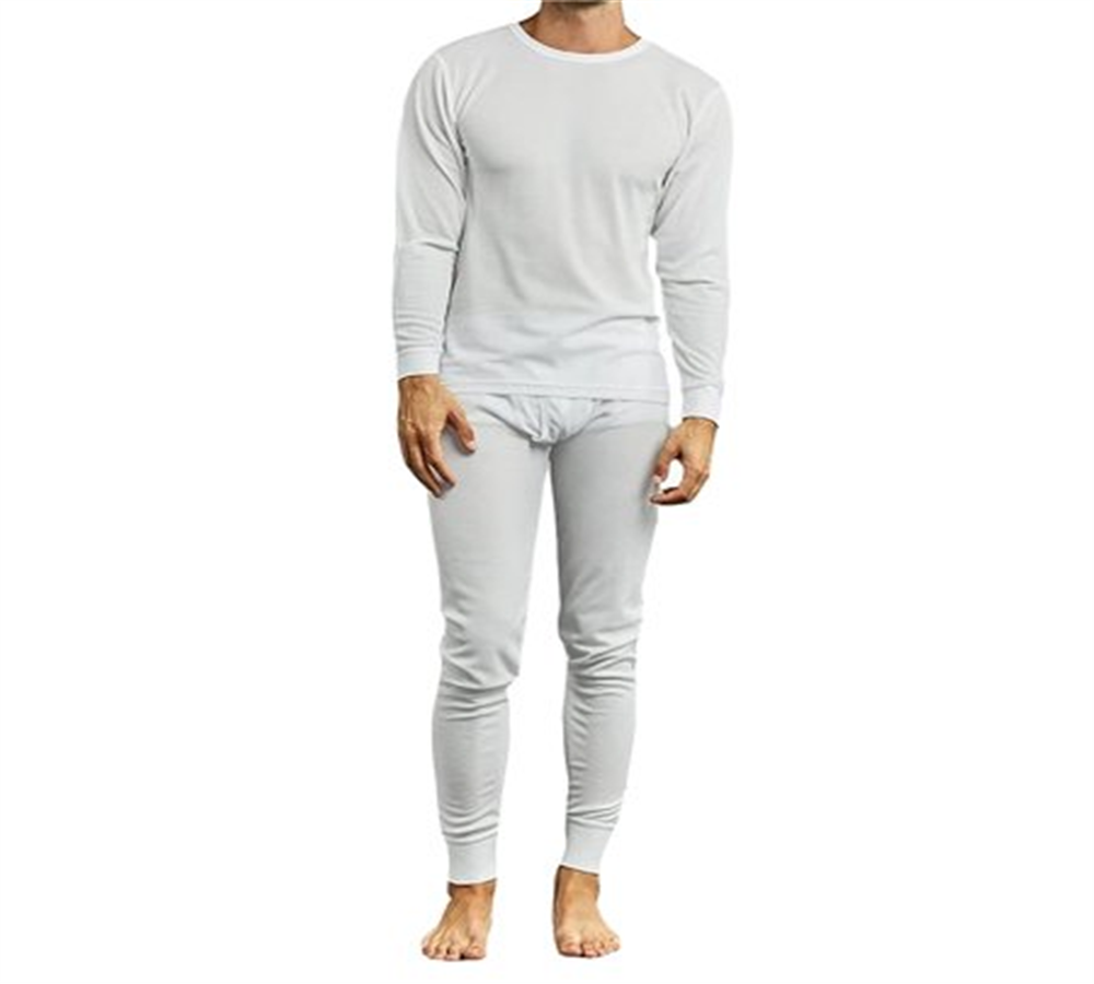 Conjunto térmico leve feminino GBH de 2 peças, parte superior e inferior térmicas, branco, tamanho M