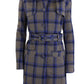 Sobretudo feminino de lã xadrez Rogue Pur, azul, tamanho médio