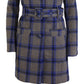 Sobretudo feminino de lã xadrez Rogue Pur, azul, tamanho médio