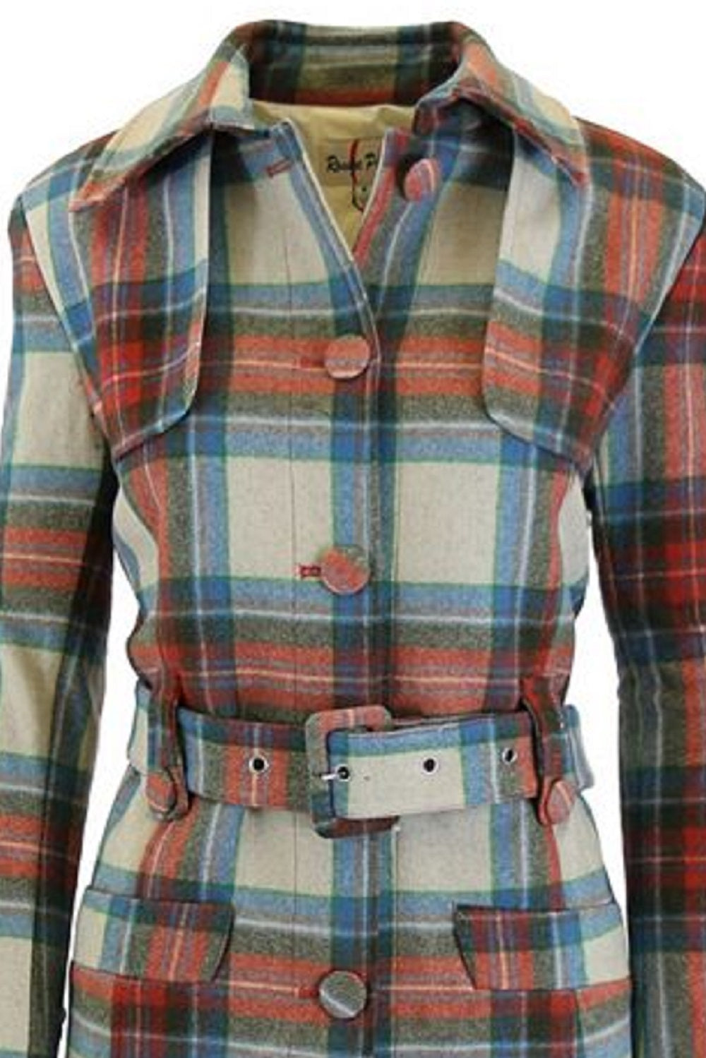 Sobretudo feminino de lã xadrez Rogue Pur, laranja, tamanho médio