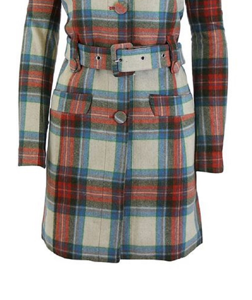 Sobretudo feminino de lã xadrez Rogue Pur, laranja, tamanho médio