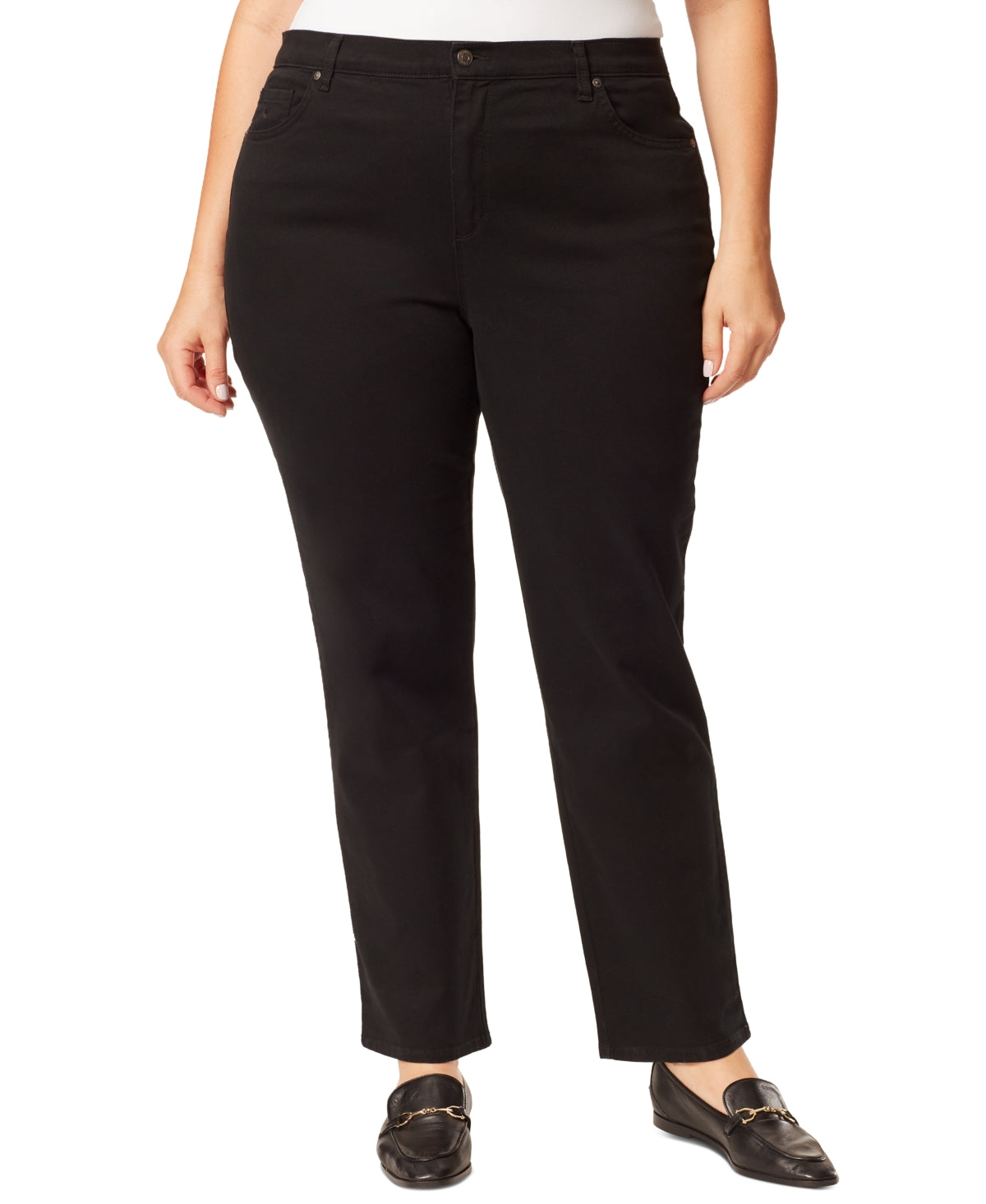 Calça jeans feminina Amanda Gloria Vanderbilt, preta, tamanho 22W