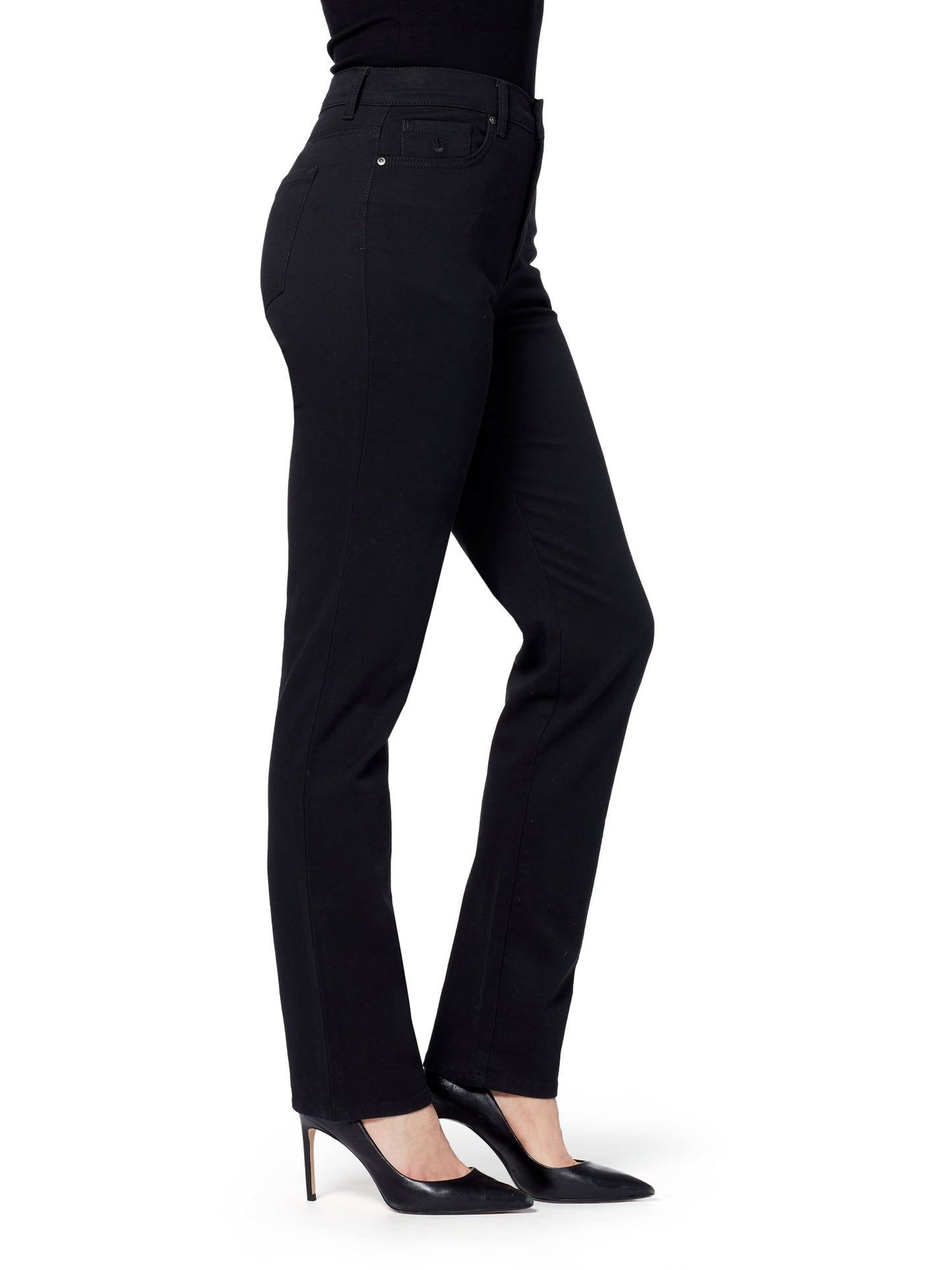 Calça jeans reta clássica Amanda feminina Gloria Vanderbilt, preta, tamanho 14