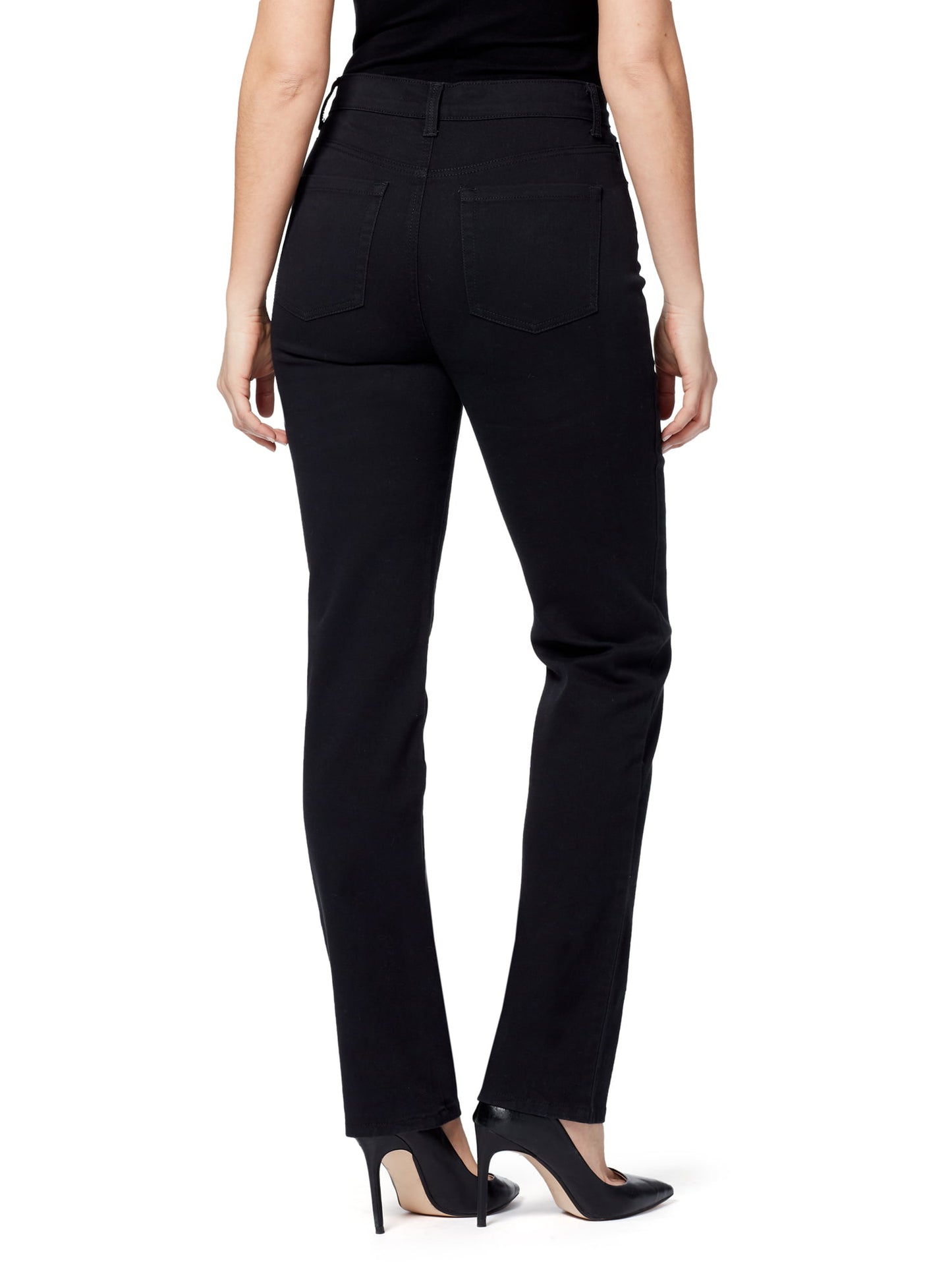 Calça jeans reta clássica Amanda feminina Gloria Vanderbilt, preta, tamanho 14
