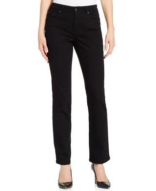 Charter Club Women's Lexington Tummy Control Straight Leg Jeans Short Black Size 6