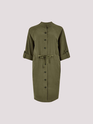 Apricot - Drawstring Shirt Batwing Dress