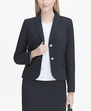 Calvin Klein Blazer Feminino com Bolso e Dois Botões Azul Tamanho 10