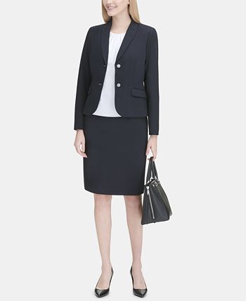 Calvin Klein Blazer Feminino com Bolso e Dois Botões Azul Tamanho 10
