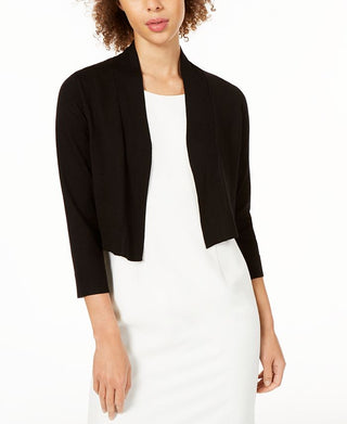 Calvin Klein Cardigan Cropped Feminino Manga Longa Preto Tamanho Grande