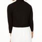 Calvin Klein Cardigan Cropped Feminino Manga Longa Preto Tamanho Grande