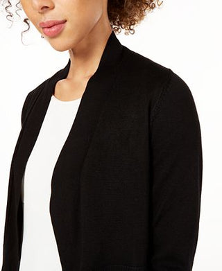 Calvin Klein Cardigan Cropped Feminino Manga Longa Preto Tamanho Grande