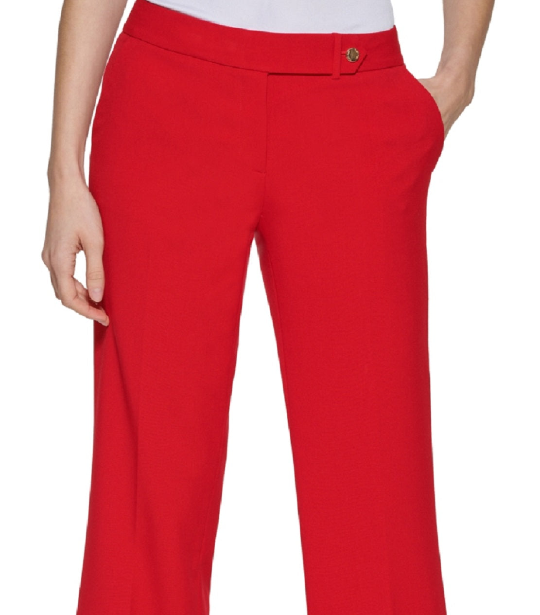 Calça Calvin Klein Feminina Tab Waist Vermelha Tamanho 14 Petite