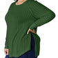 Basic Bae - Chic Ribbed Round Neck Slit Tee