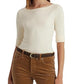 Blusa Ralph Lauren Feminina Gola Canoa em Algodão Misto Marrom Tamanho Grande