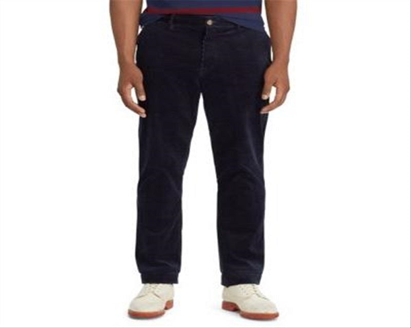 Calça de veludo cotelê clássica elástica masculina Polo Ralph Lauren, tamanho 34x34, azul