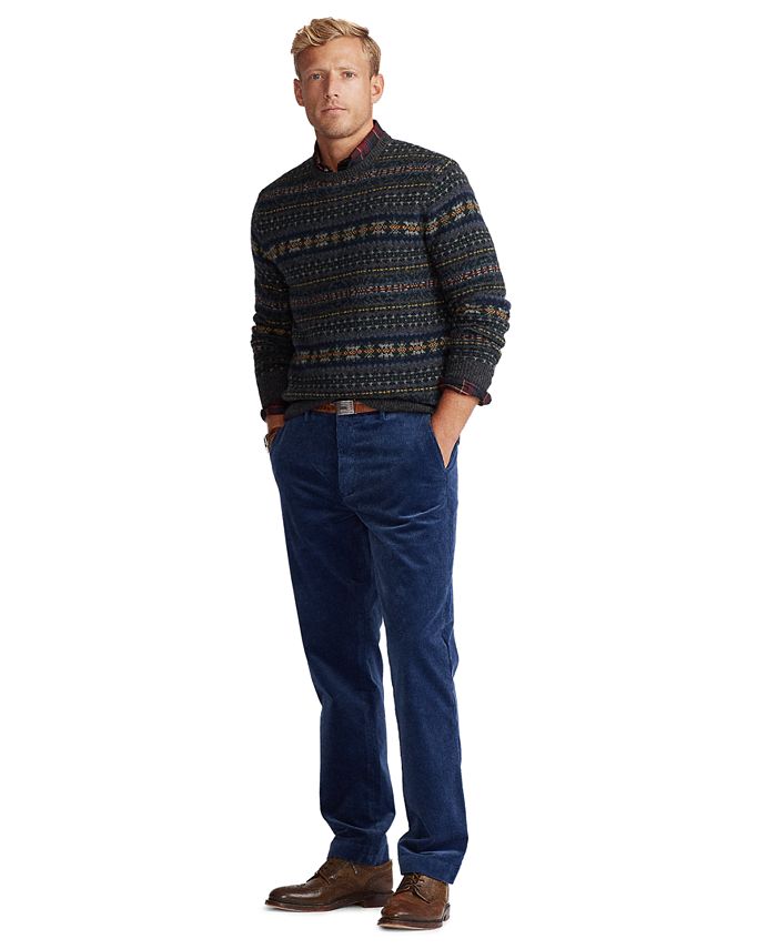 Calça de veludo cotelê Ralph Lauren masculina, elástica, ajuste clássico, azul, tamanho 36