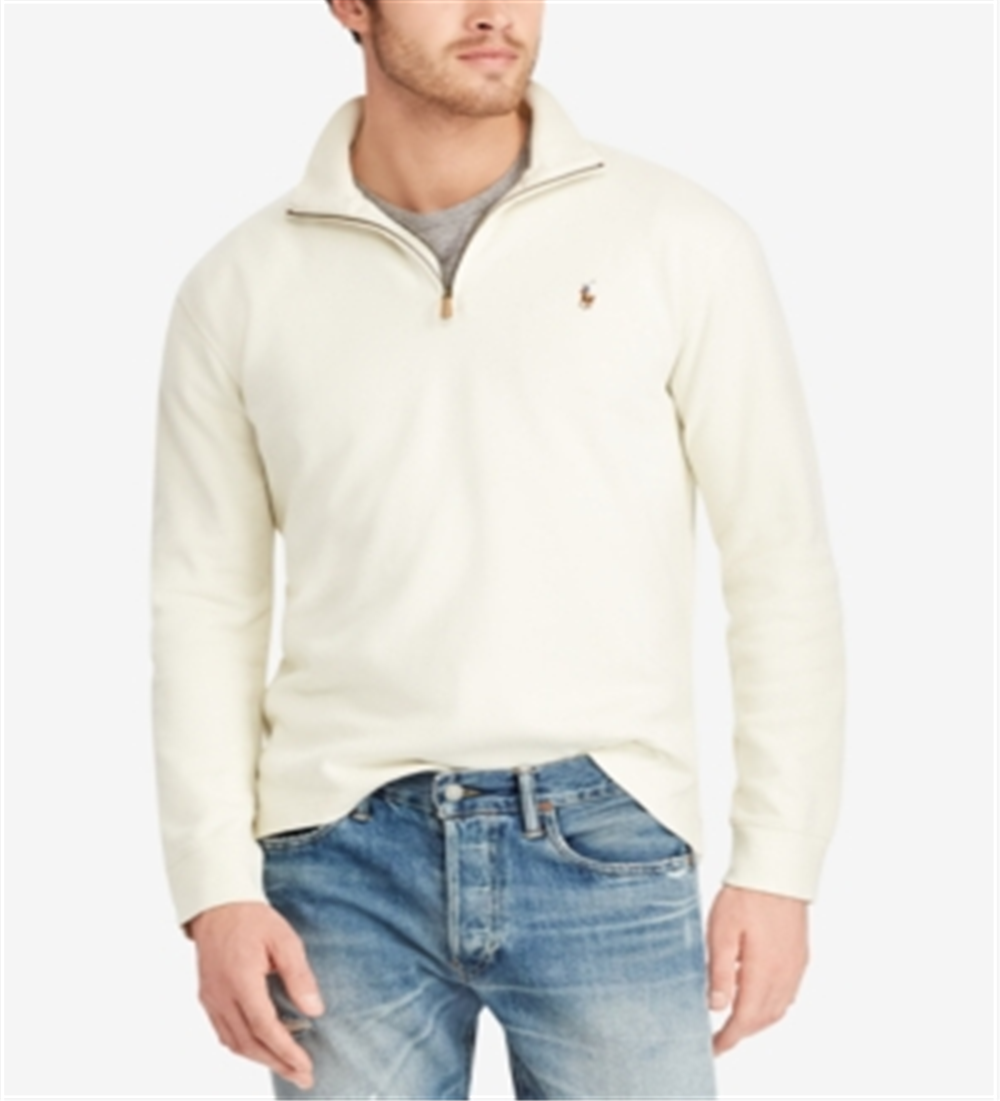 Camisa polo masculina Ralph Lauren com gola falsa canelada e rúgbi, tamanho grande, marrom