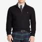 Polo Ralph Lauren Suéter Masculino Texturizado com Zíper de 1/4 Preto Tamanho X-G