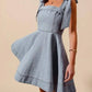 Trendsi - So Me A Line Fit And Flare Diamond Bow Ribbon Denim Dres
