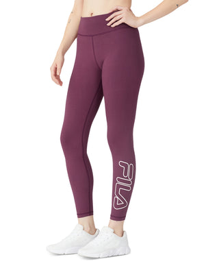 Leggings Fila Strut Mid Rise Logo Feminina Vermelha Tamanho 7-8