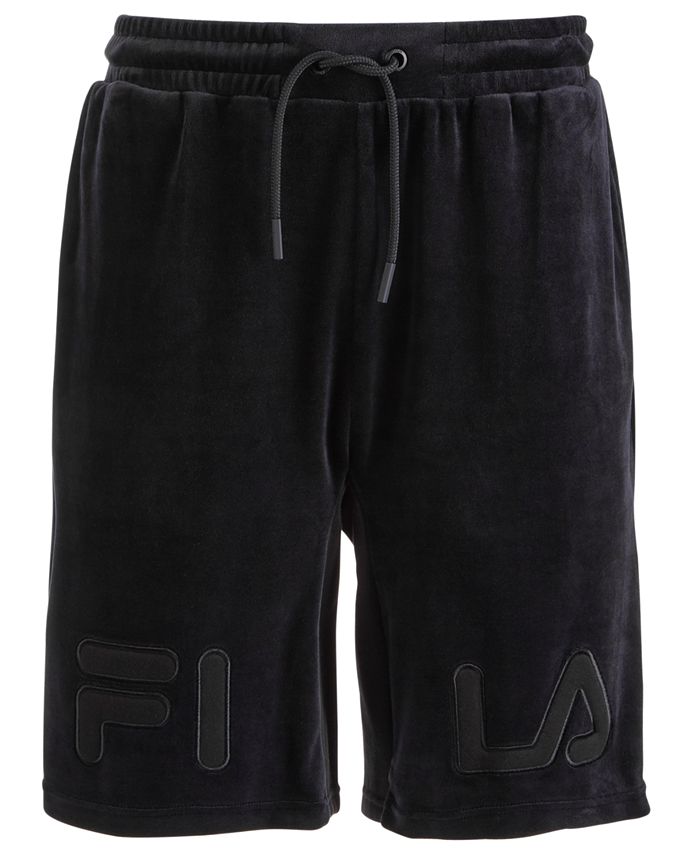 Shorts Fila Arc Classic Fit Stretch Velour Logo Masculino Preto Tamanho Grande