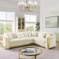 L Shaped Chesterfield Sectional Sofa With Stainless Steel Accents