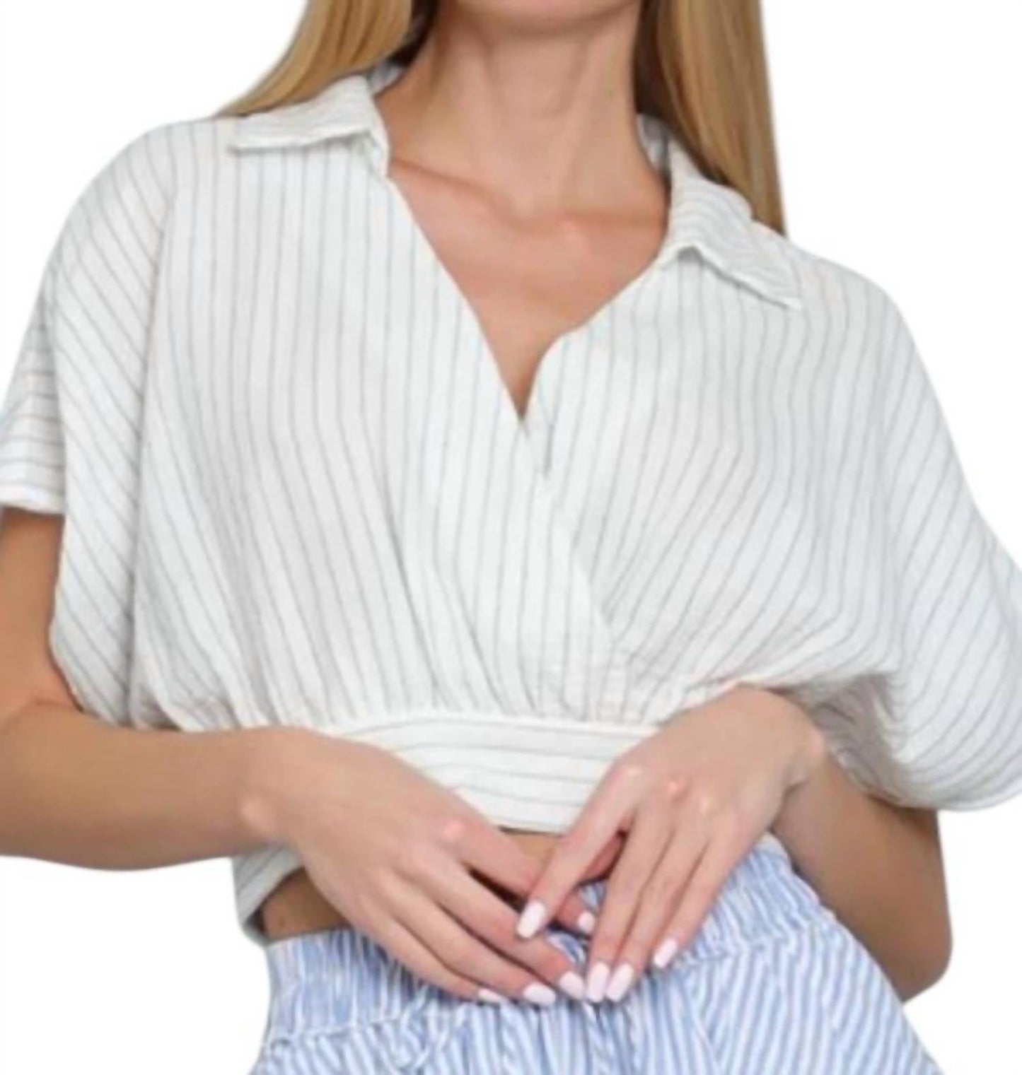 Aakaa - Marina Surplice Stripes Crop Top