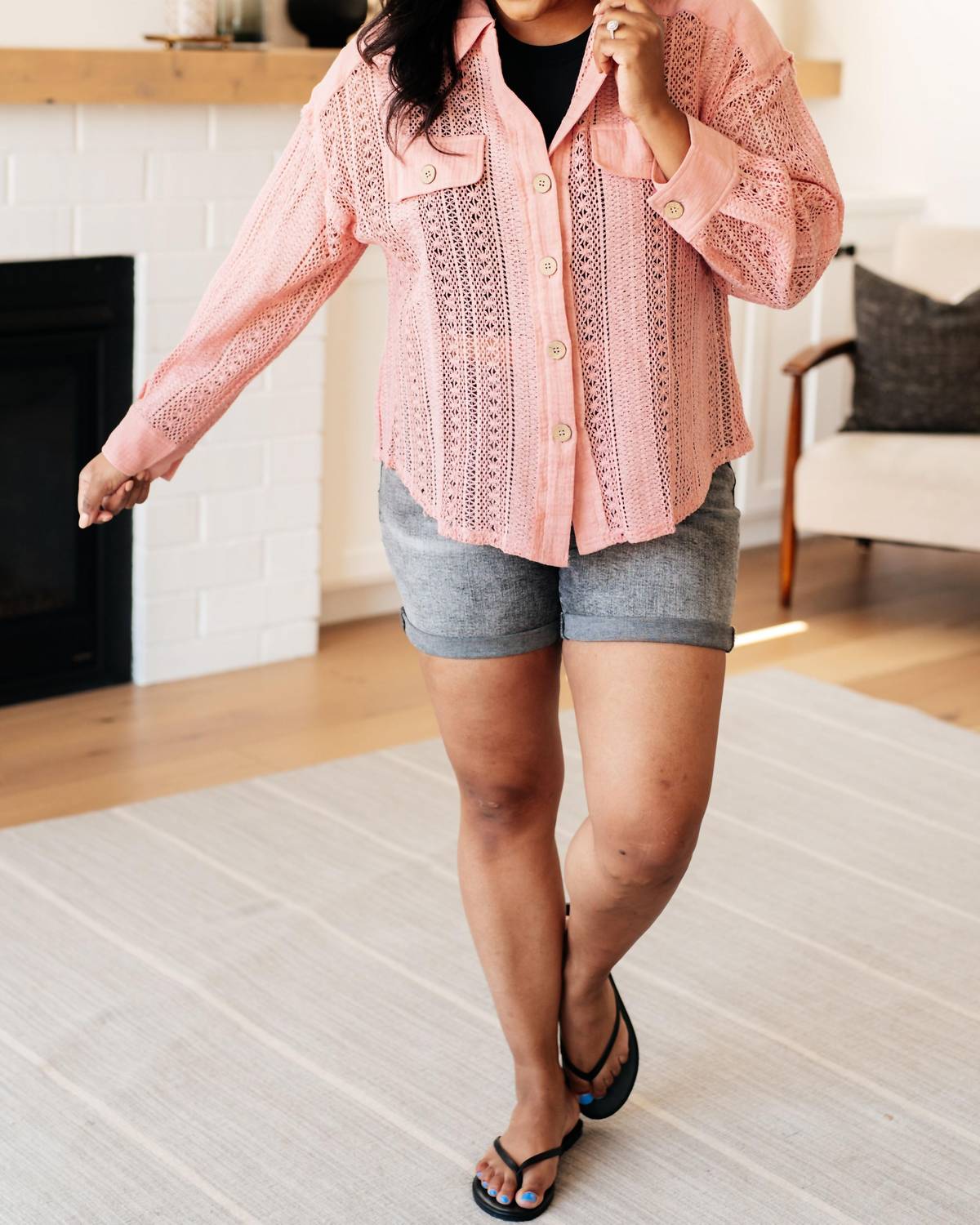 Very J - Sweeter Than Nectar Lace Button Down