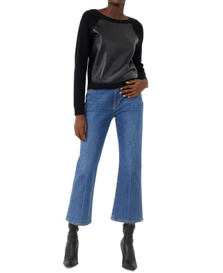 Blusa de couro sintético French Connection Mozart, preta, tamanho P