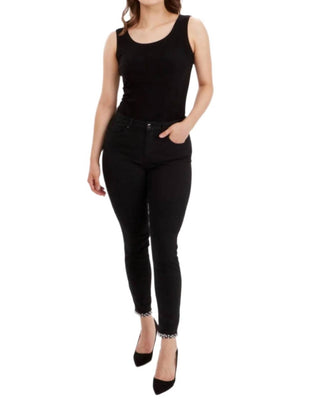 Frank Lyman - Calça Jeans Slim com Detalhe de Laço de Pérola