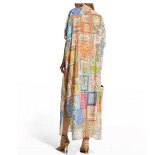 Johnny Was - Vestido longo kaftan Bella com mangas longas e cadarço