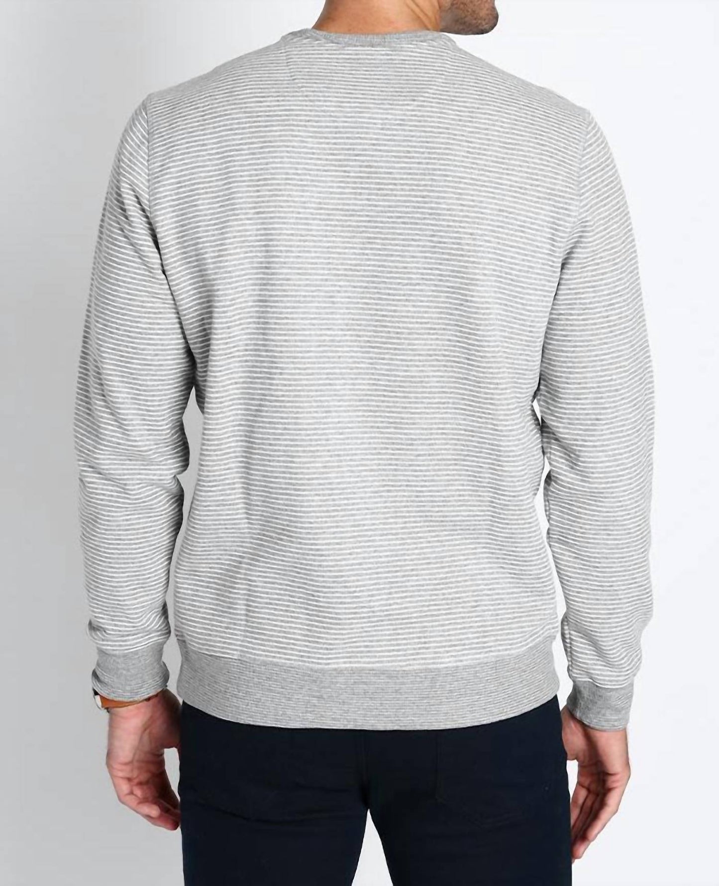 Jachs New York - Striped Sustainable Fleece Crewneck Sweatshirt