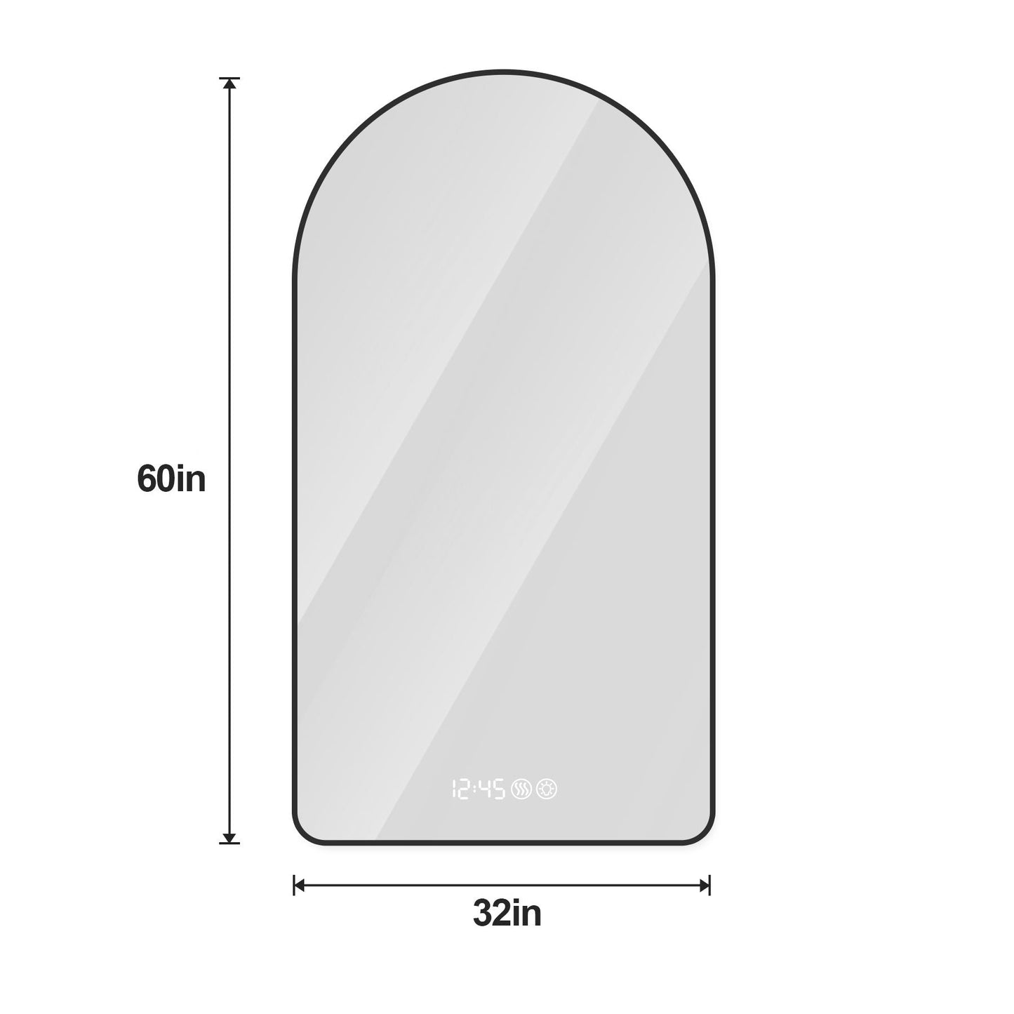 Arched LED Vanity Mirror With Time & Temperature Display