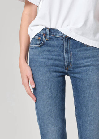 Agolde - Calça Jeans Curta Reta Kye Cintura Média