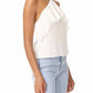 Alice + Olivia - Silk Ruffle Lace Trim Crop Halter Top