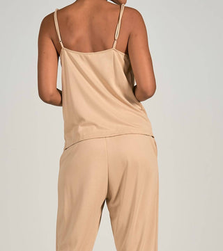 Elan - Blusa com alças finas e drapeado na frente