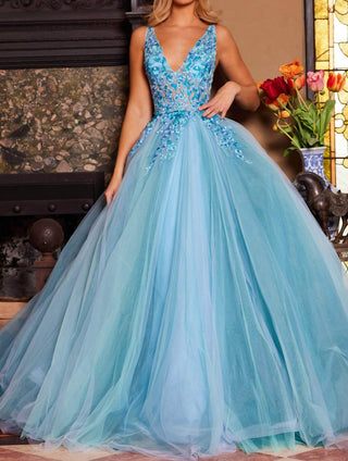 Jovani - Vestido de baile com corpete bordado floral