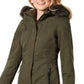 Casaco Parka Feminino Free Country com Capuz de Pele Sintética Verde Tamanho Médio