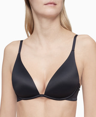 Sutiã Calvin Klein Liquid Touch com decote profundo levemente forrado, preto, tamanho 32
