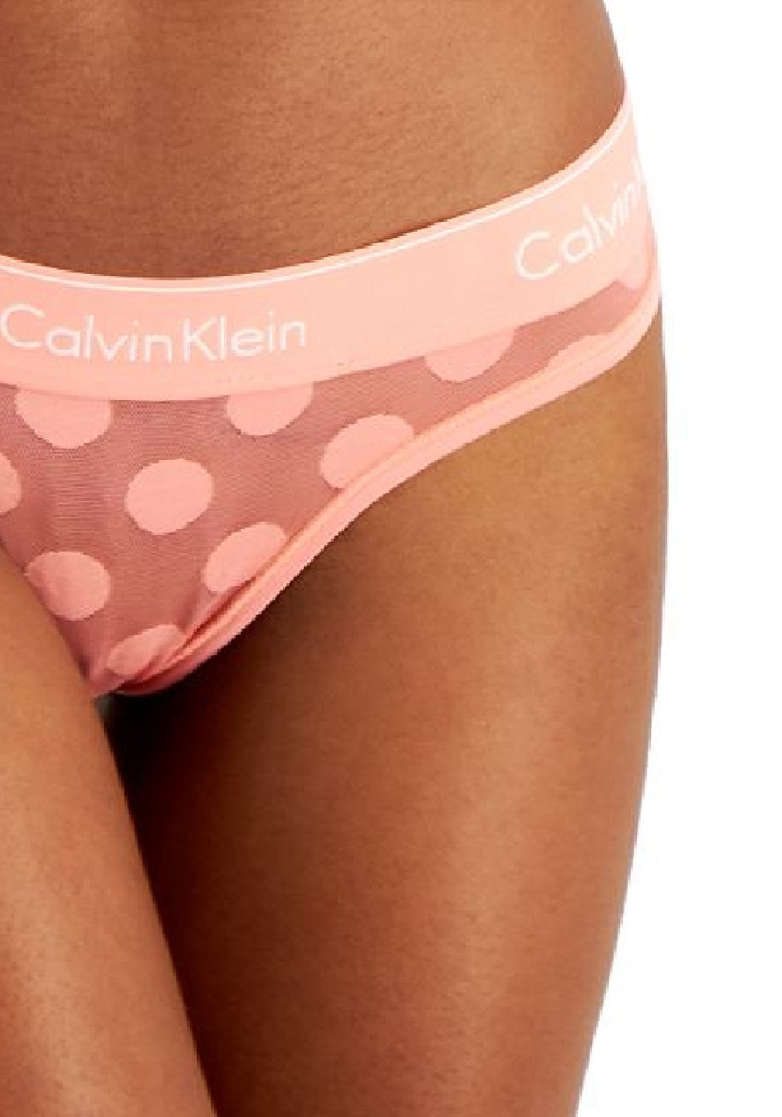 Calvin Klein Calcinha Fio Dental Feminina Dot Mesh Rosa Tamanho P