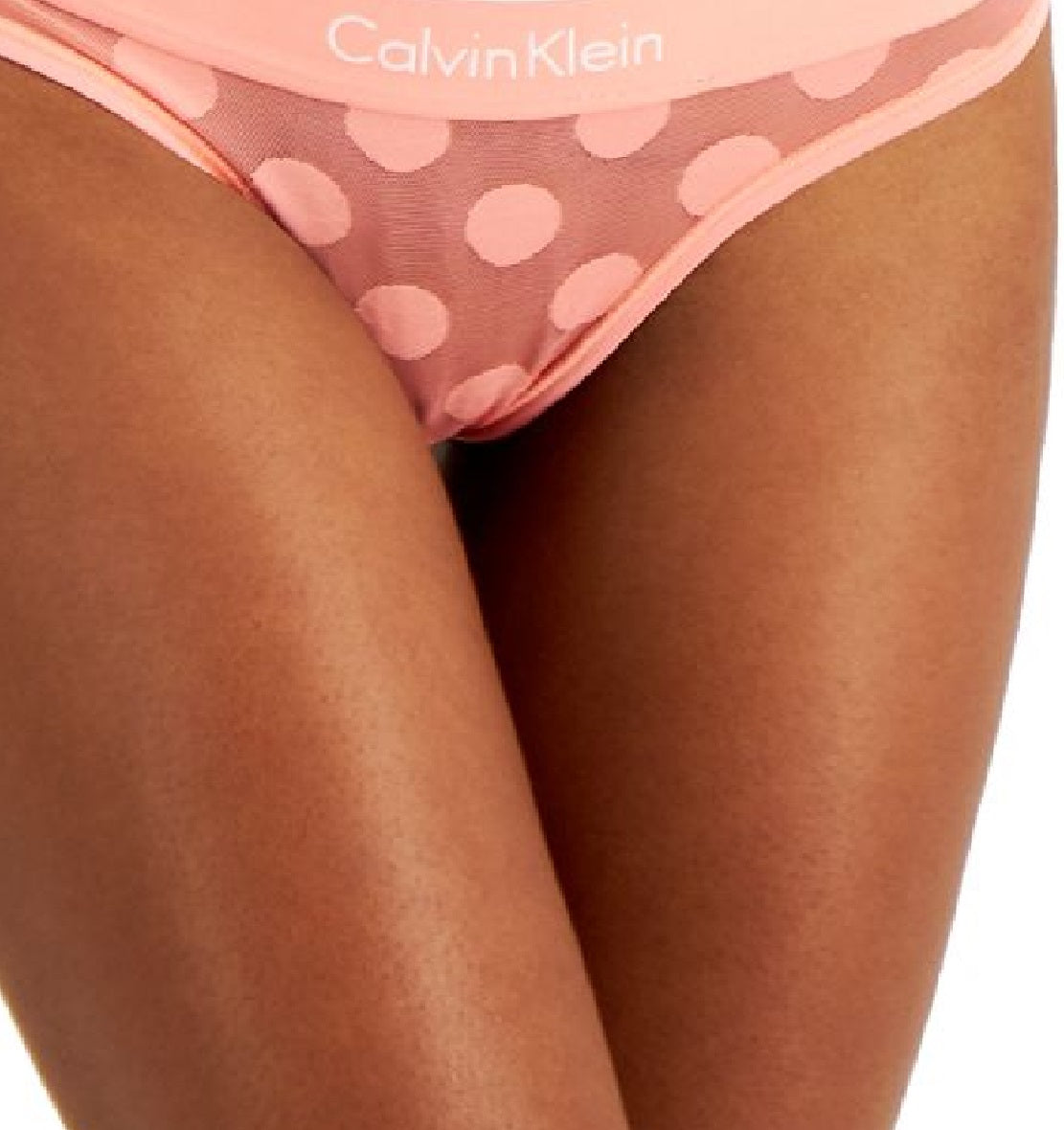 Calvin Klein Calcinha Fio Dental Feminina Dot Mesh Rosa Tamanho P