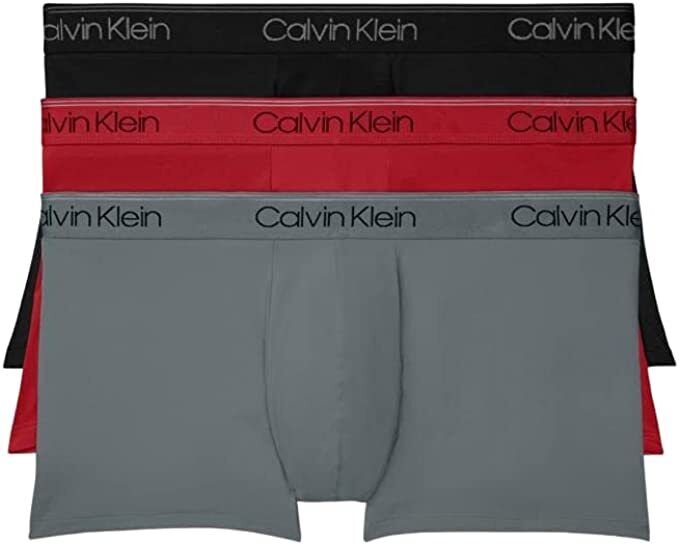 Pacote com 3 cuecas Calvin Klein masculinas de microfibra elástica de cintura baixa, pretas, tamanho médio