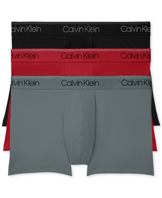 Pacote com 3 cuecas Calvin Klein masculinas de microfibra elástica de cintura baixa, pretas, tamanho extragrande