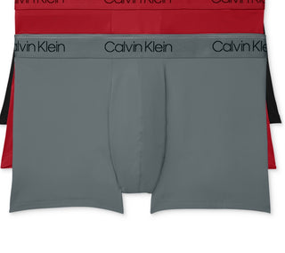 Pacote com 3 cuecas Calvin Klein masculinas de microfibra elástica de cintura baixa, pretas, tamanho extragrande