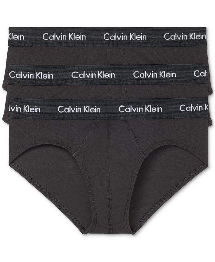 Pacote com 3 cuecas masculinas Calvin Klein de algodão elástico, pretas, tamanho extragrande