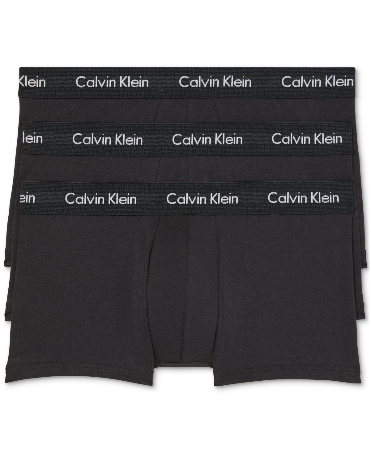 Pacote com 3 cuecas masculinas Calvin Klein de algodão elástico, pretas, tamanho médio
