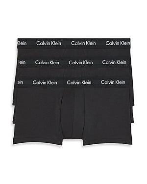 Pacote com 3 cuecas masculinas Calvin Klein de algodão elástico, pretas, tamanho extragrande